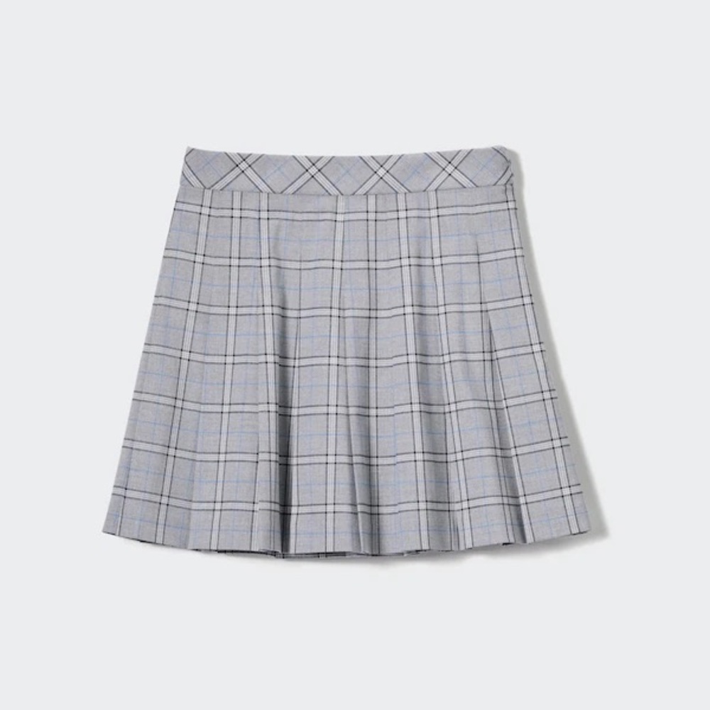 Uniqlo Gray Plaid A-Line Skirt